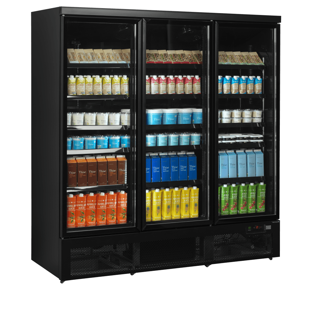 Tefcold displaykjøleskap sort 3 dører 188 cm Atom Maxi C3DBB