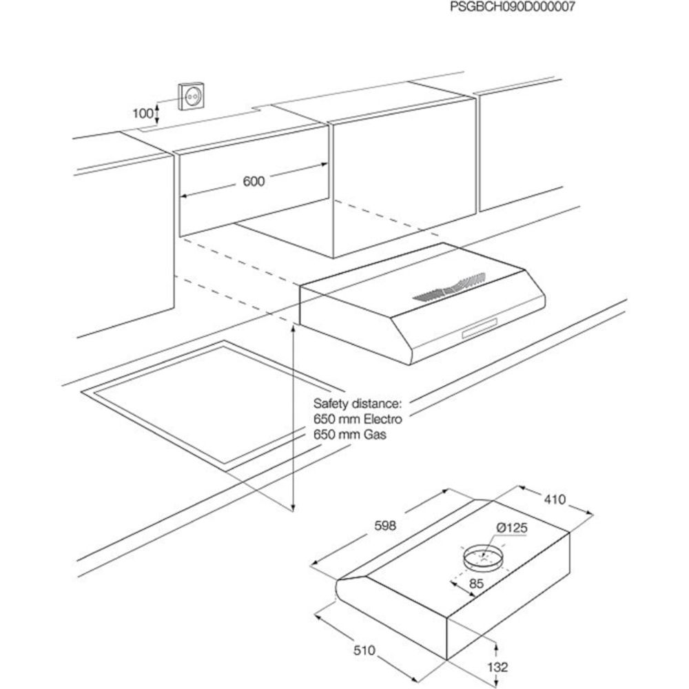 ELX EFU216W 300 Traditional Hood 60 cm 