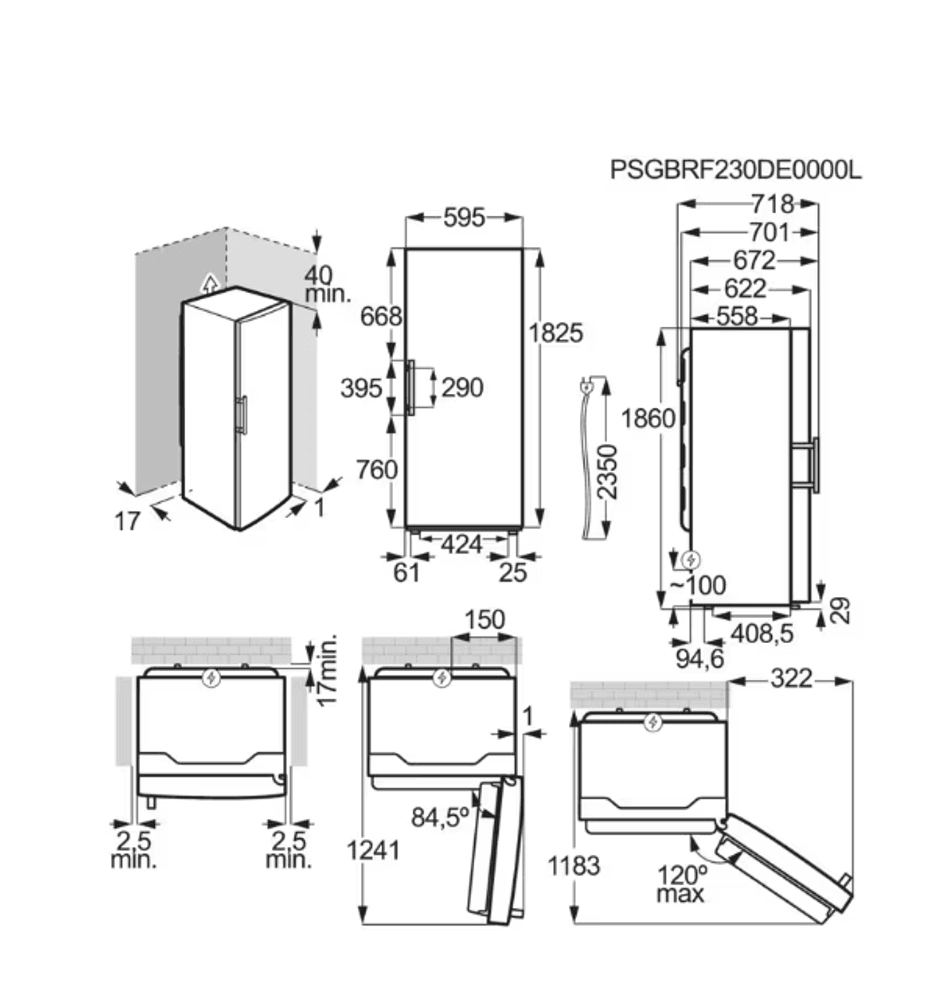 Electrolux 600 kjøleskap vifte stål 186 cm ERS3DE39X  