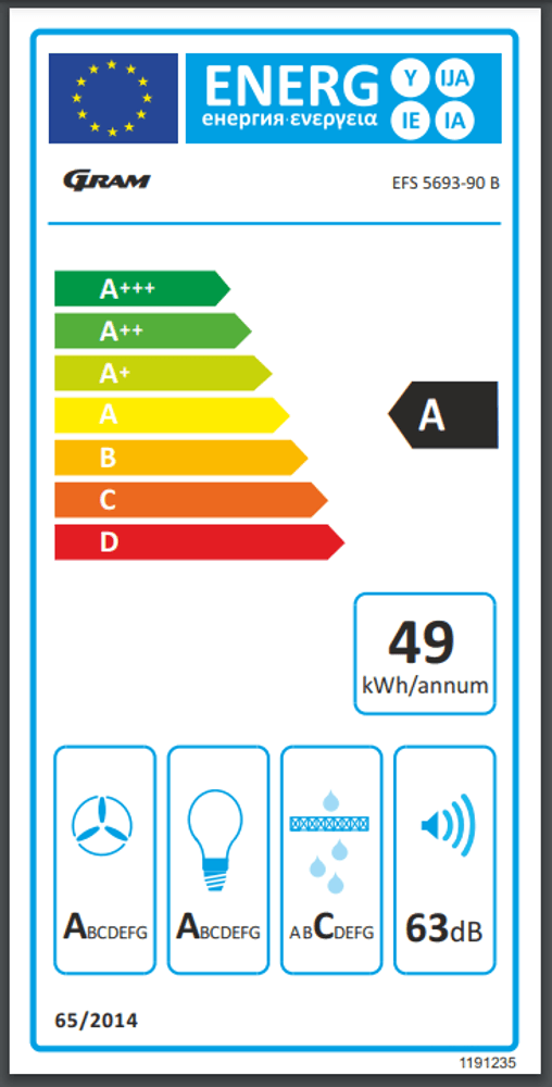 Gram Veggmontert ventilator svart EFS 5693-90 B