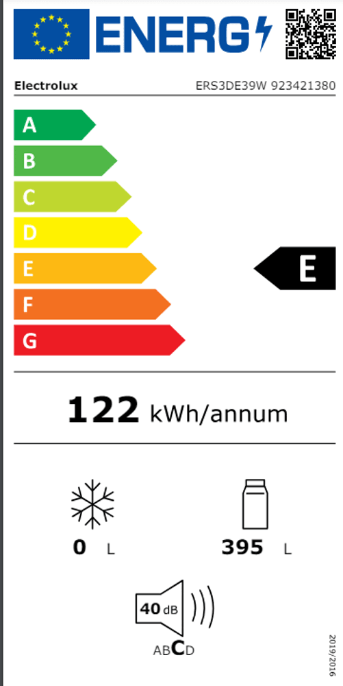 Electrolux 600 kjøleskap vifte hvit 186 cm ERS3DE39W  