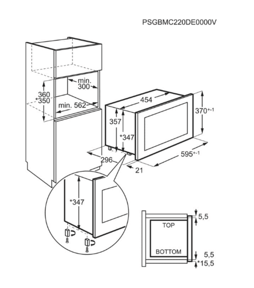 AEG innebygget mikrobølgeovn 17 L sort  TB6SM171DB