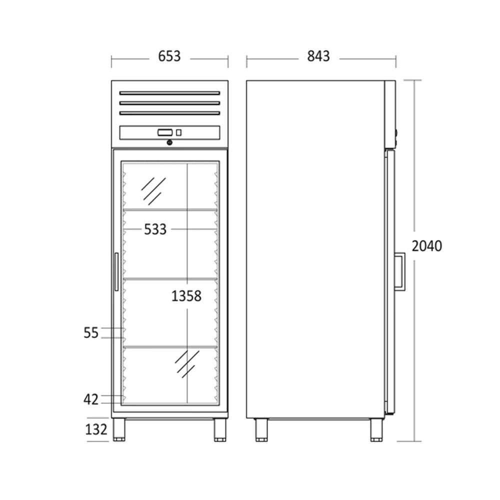 Scandomestic kjøleskap i stål 204 cm med glassdør GUR700GDX