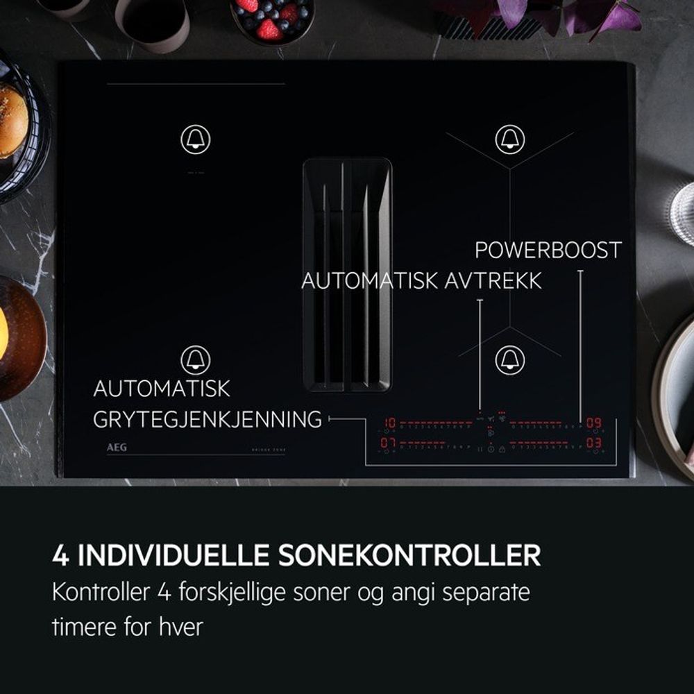 Aeg induksjonstopp med integrert ventilator 70 cm TCH74B01CB